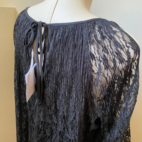 LAUREN CONRAD MATERNITY Black Lace Open-Shoulder Top NWT | Size XL - Picture 9 of 14